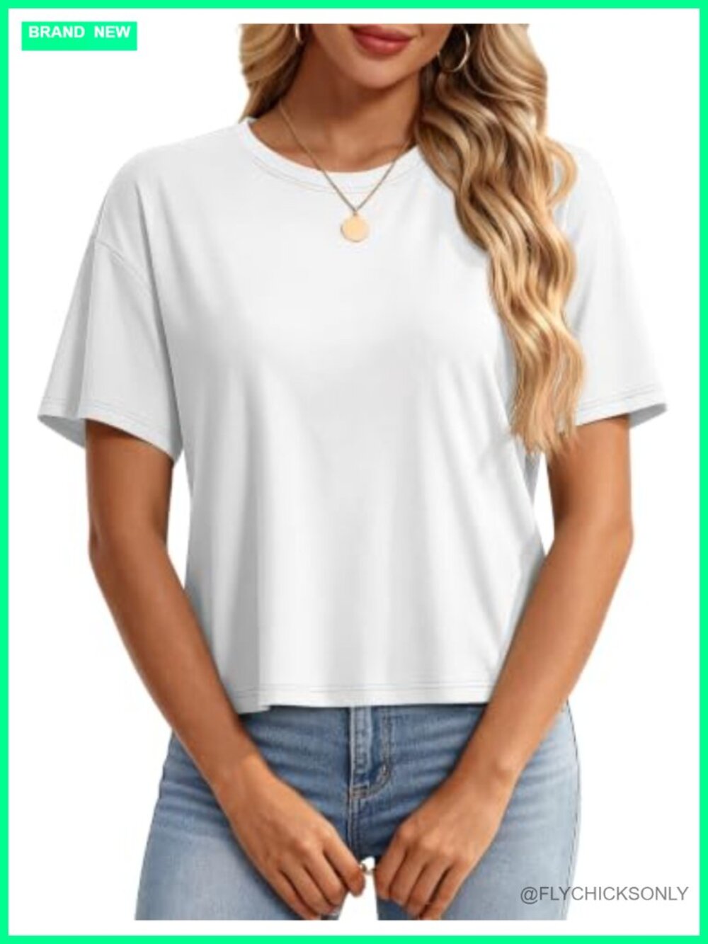 YUCOLEN Women's Crop Top Cotton Blend Loose Fit Short Sleeve T-Shirt